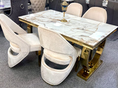 Premium Ariana marble dining set with Santo chairs for contemporary Manchester homes, offering elegant designer styling and excellent value for a luxury UK dining interior.