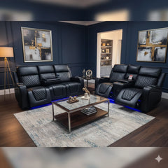 Lina 3+2 Electric Recliner Sofa Set – Bluetooth, LED, USB & Wireless Charging