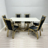 Amelia white ceramic dining table with Windsor chairs UK