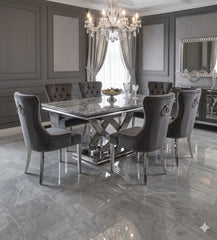 Premium 4 to 6 seater grey marble dining furniture for stylish family homes and entertaining