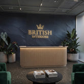 Flexible Walnut Reed wall panels in a modern british interior