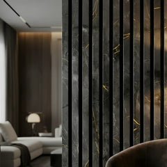 Marble black and gold acoustic feature wall