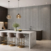 Marble grey wall panelling in modern living room