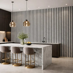Marble grey wall panelling in modern living room