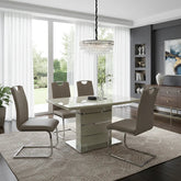 Milan cappuccino dining table set with four matching chairs for modern UK dining rooms