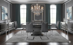 Side view of the Milan grey dining table showcasing its sleek rectangular design