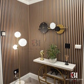 Natural Oak slatted panel on a decorative feature wall
