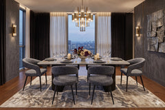 160cm grey black ceramic dining set for 4 to 6 people