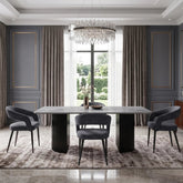 Ola 160cm Grey Black Ceramic Dining Table & Chairs Set