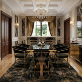 180cm luxury black marble dining set with gold finish