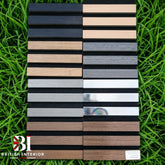 Six real wood acoustic wall panel sample colours