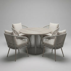 Premium 4 seater patio dining set with durable polyrattan weave and low-maintenance design