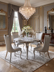 Premium grey marble dining table and chairs designed for sophisticated UK homes