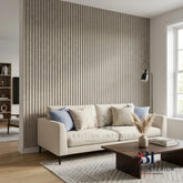 Shadow Oak acoustic wall panel in a living room