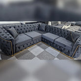Toronto Chesterfield Corner Sofa Black and Gold