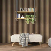 Walnut acoustic slatted wall panels 32x240cm
