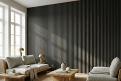3-sided Black Oak acoustic slatted wall panels