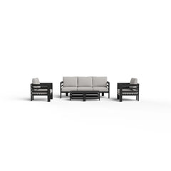 Andros 5 Seater Aluminium Garden Lounge Set – Onyx Outdoor Sofa Set with Sintered Stone Table