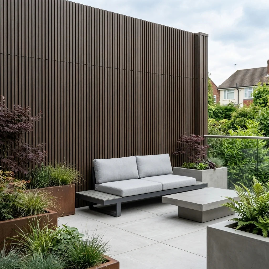 Dark brown composite wall cladding panel available in 290cm length