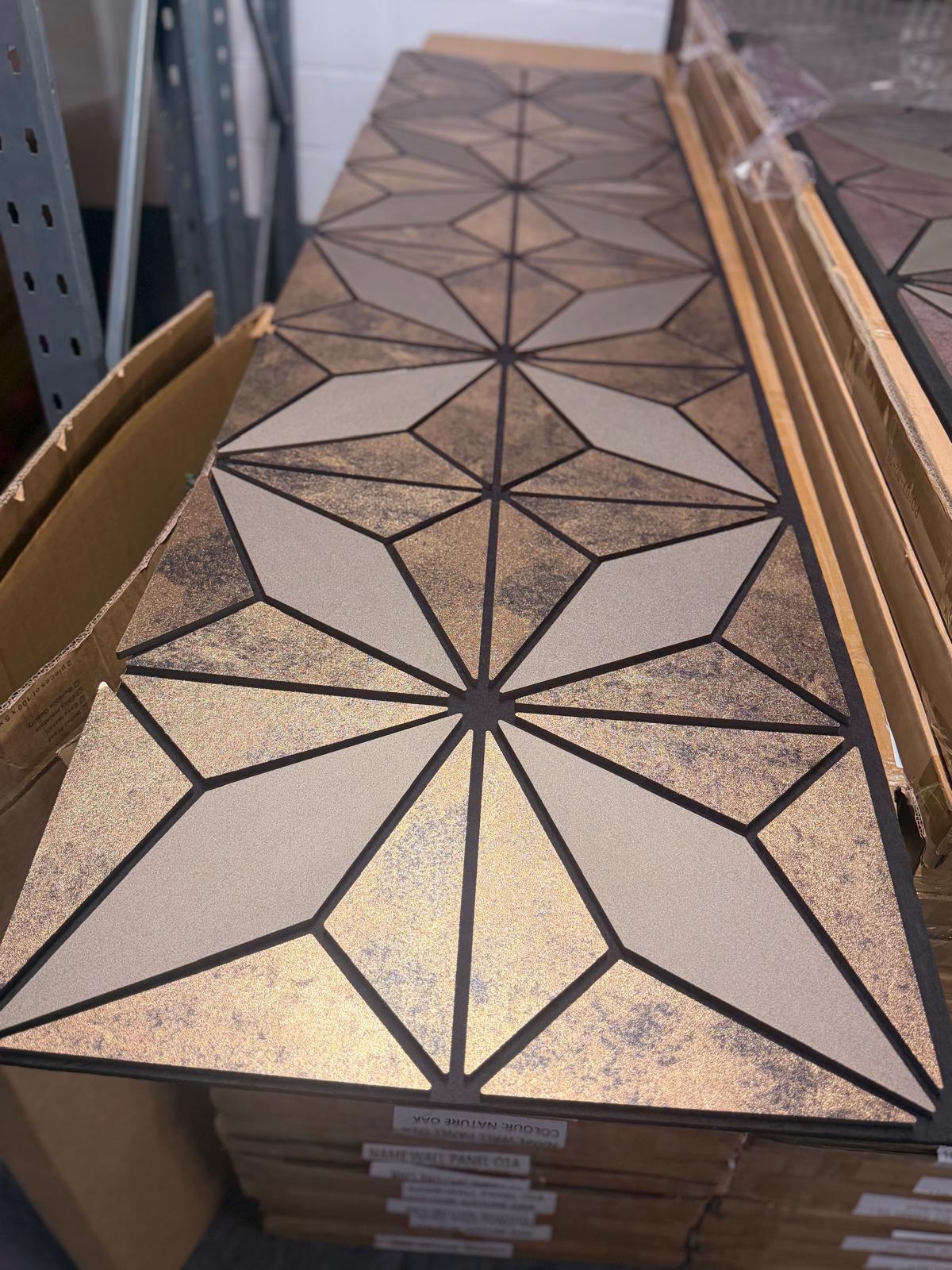 Geometric gold feature wall panel 60×240cm