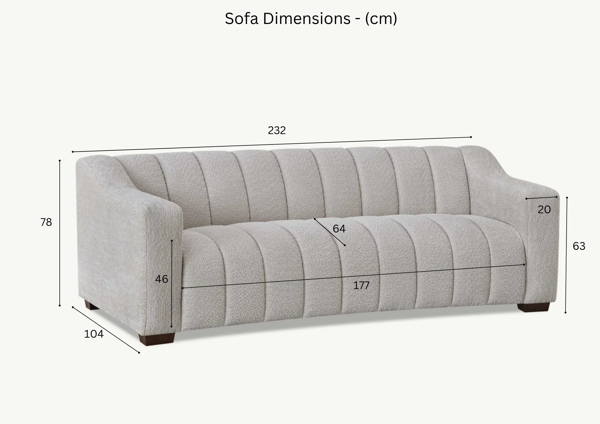 Luxury bouclé sofa with wooden frame