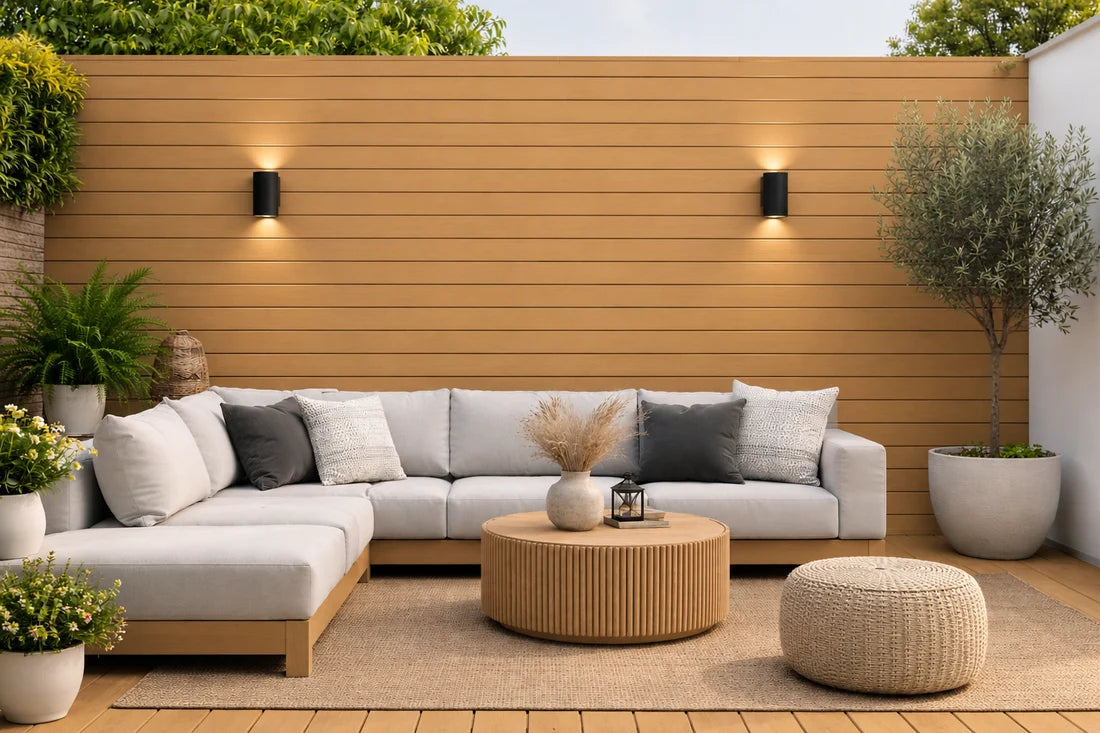 Oak outdoor wall panelling