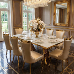 Ravello 180cm Black & Gold Marble Dining Set with Rocky Chairs