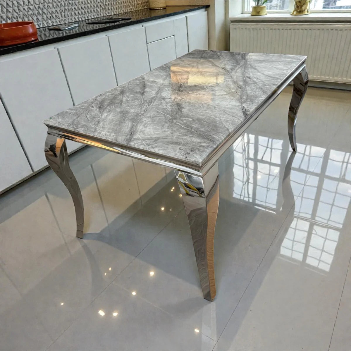 Premium grey marble dining furniture for Sheffield properties, creating a refined space for family gatherings, celebrations, and everyday dining.