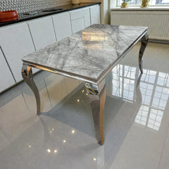 Premium grey marble dining furniture for Sheffield properties, creating a refined space for family gatherings, celebrations, and everyday dining.