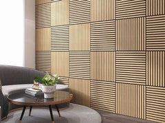 Light Oak Wooden Acoustic Wall Panels  – 60cm x 60cm Wall Cladding UK