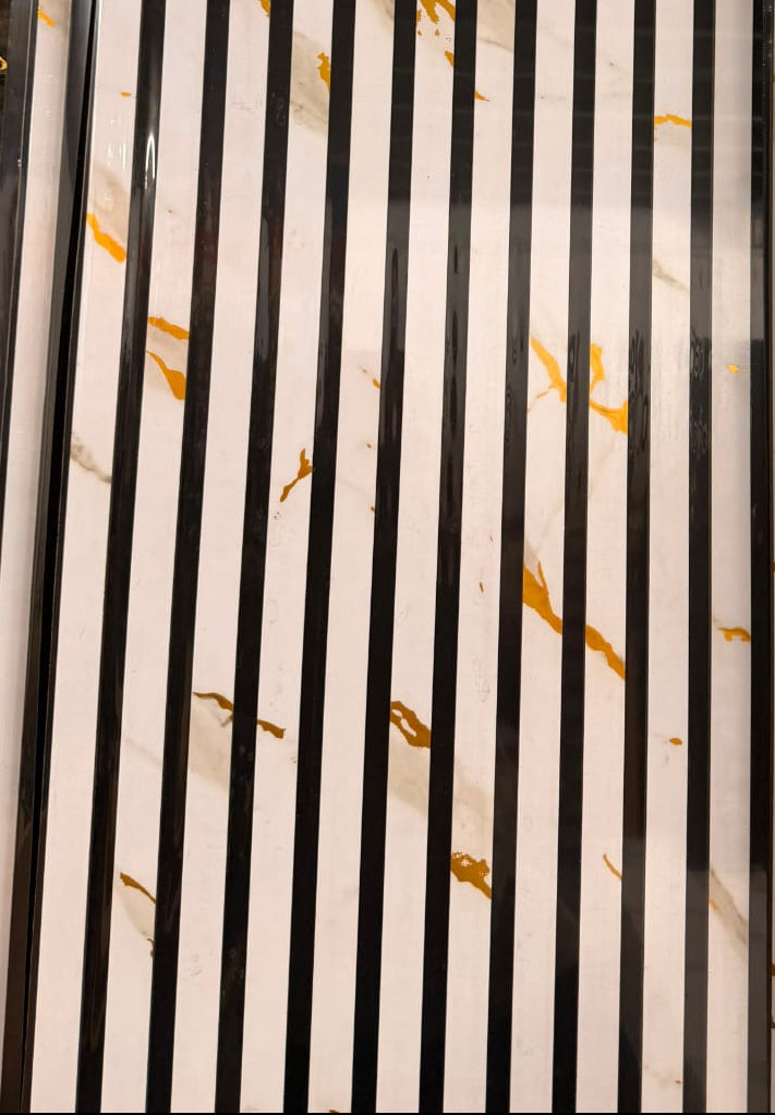 Acoustic Gold and White Marble Slatted Wall Panel  actual look