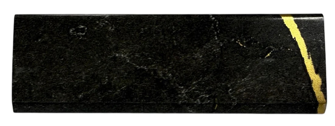 Marble black and gold wall panel end trim side view