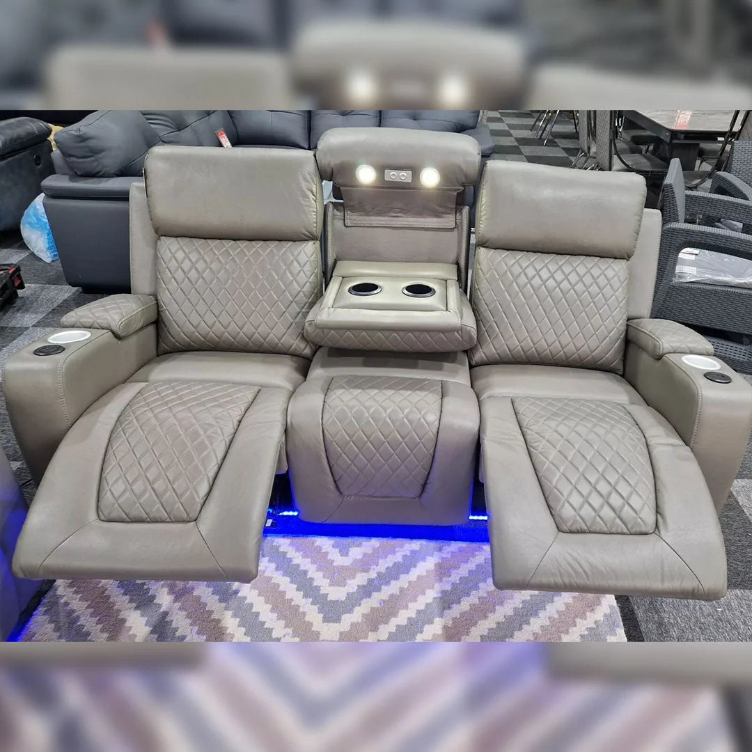 Air leather 3 recliner sofa with USB charging