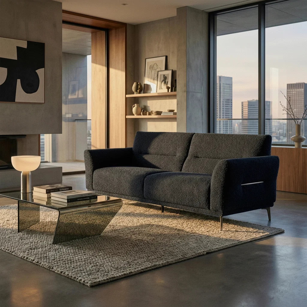 Albany 4+3+2 Seater Black Bouclé Sofa Set