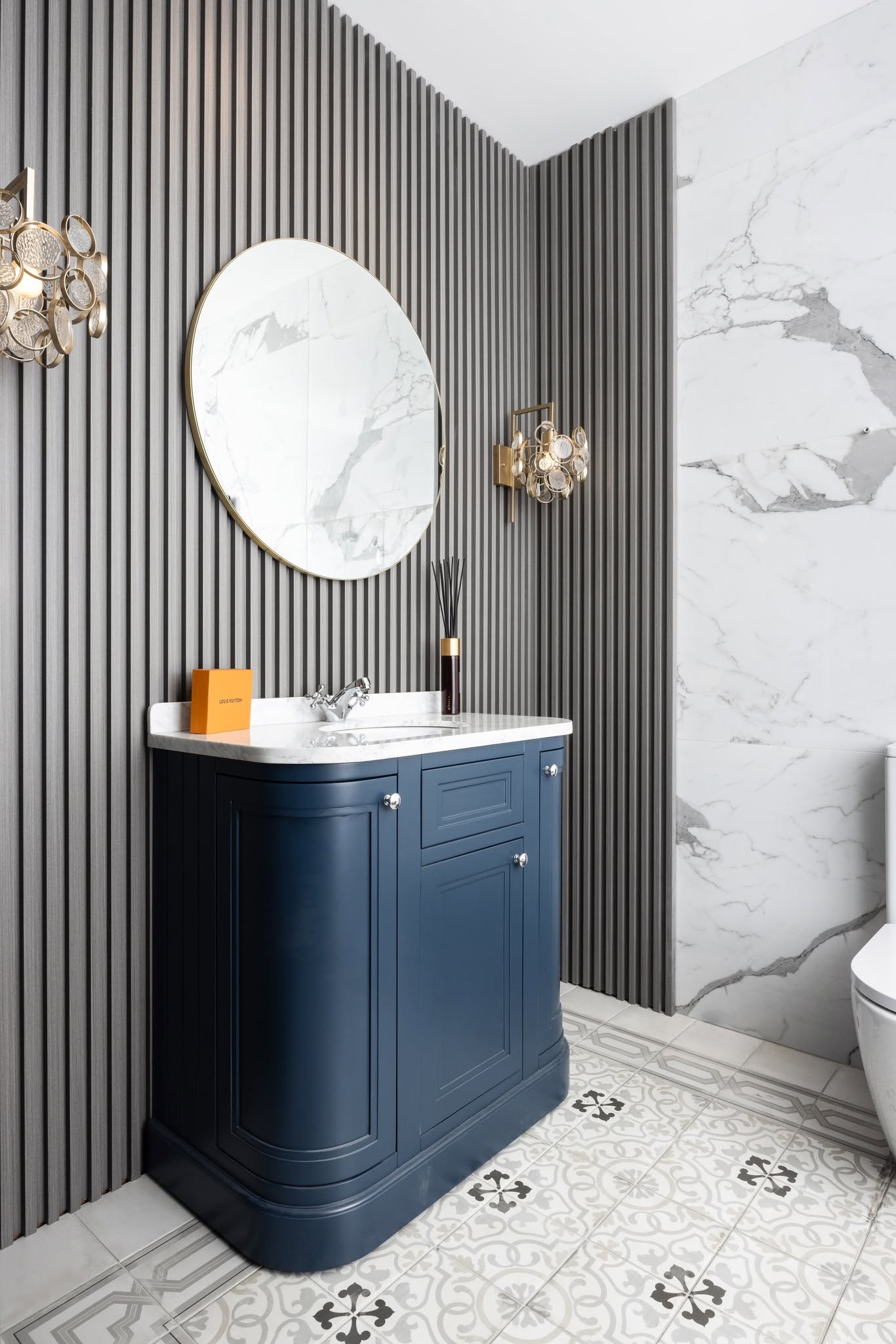 Contemporary Ash Grey WPC slatted feature wall