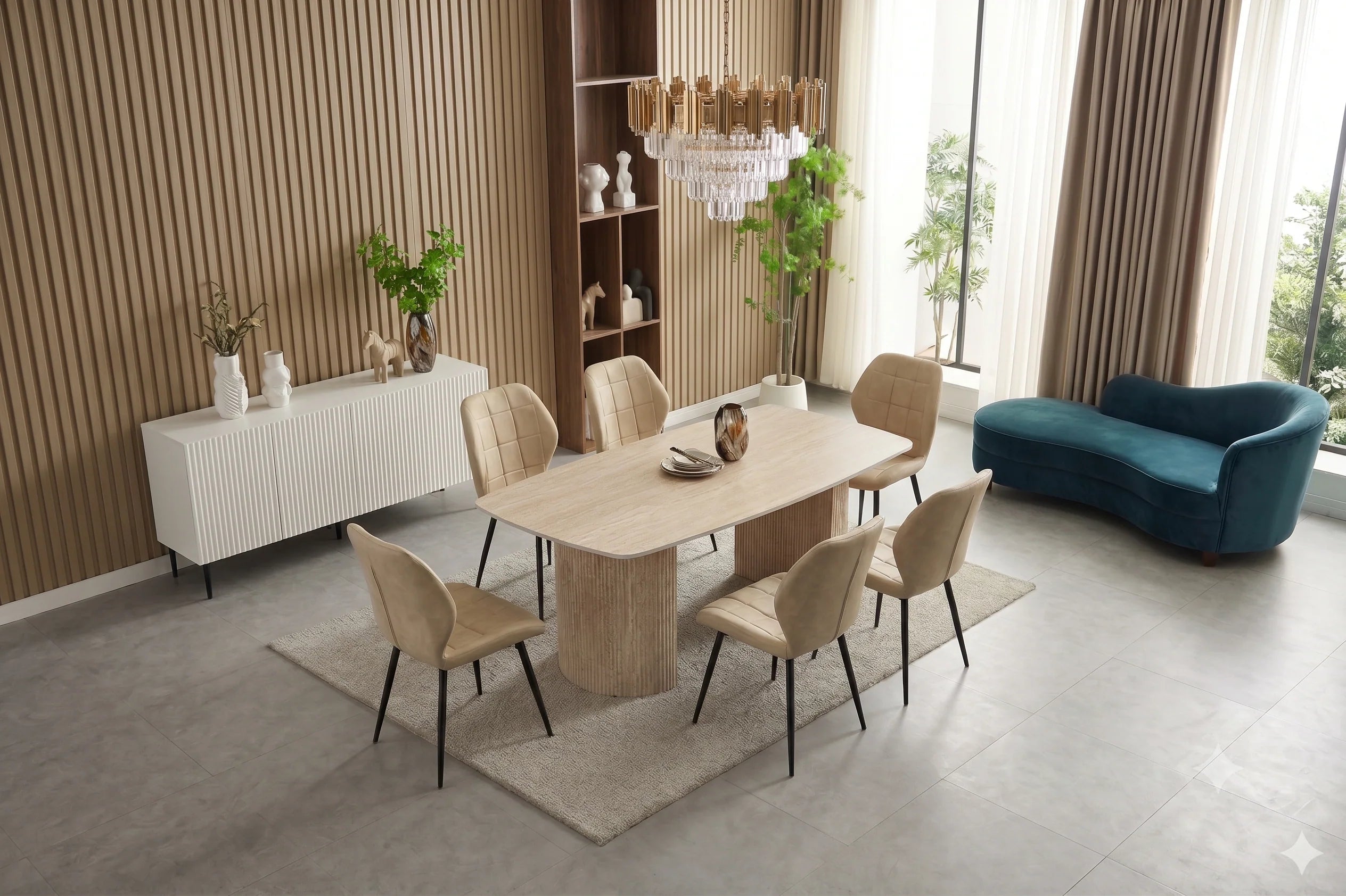 Ola beige dining table and chairs for modern UK dining room