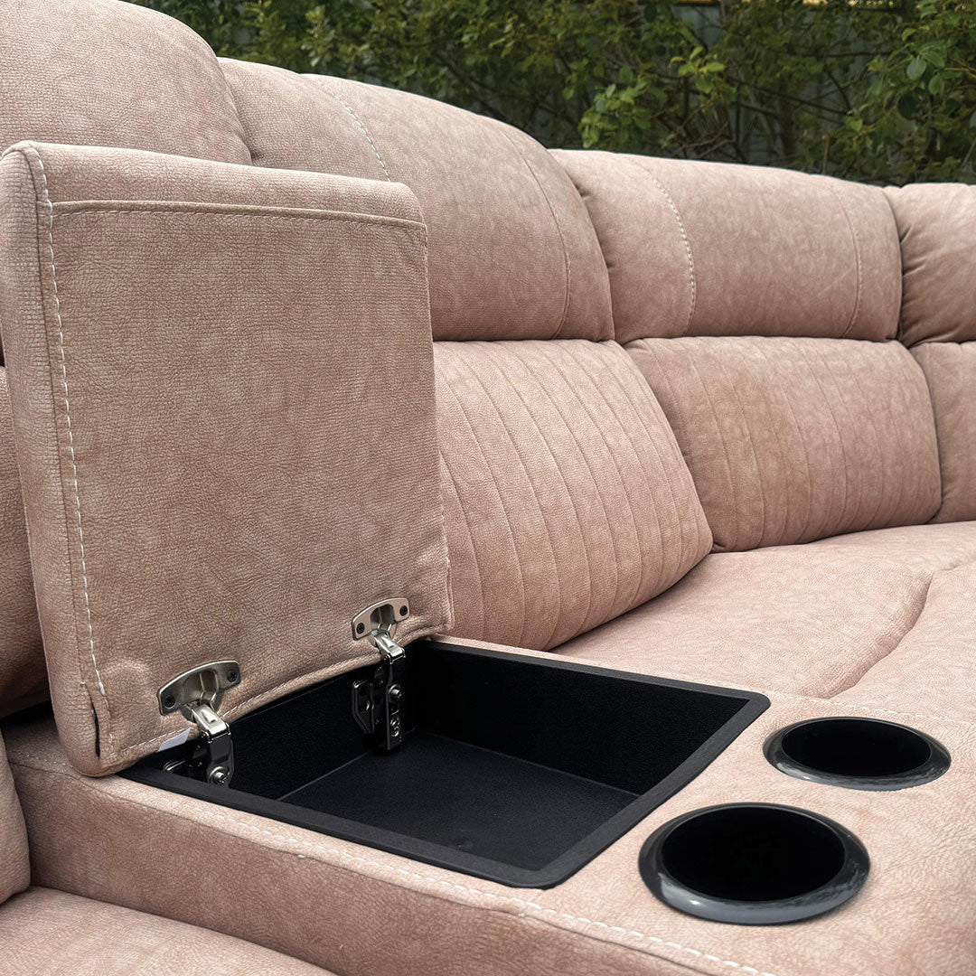 beige micro-fabric electric recliner corner sofa