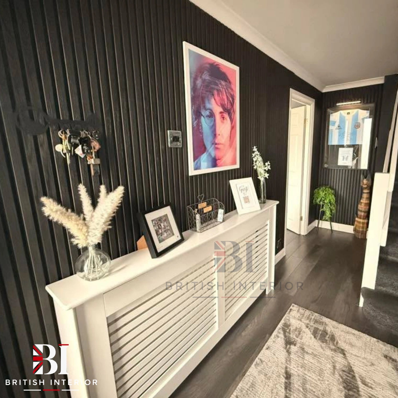 Black acoustic feature wall panel
