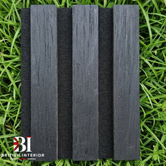Close up of black acoustic slatted panel