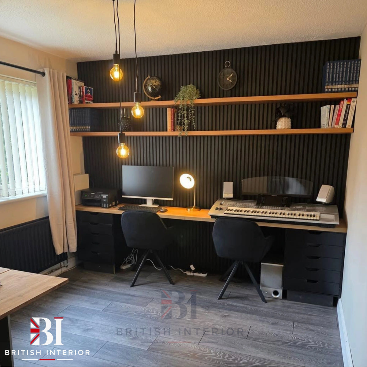 Black acoustic wall panel for home office