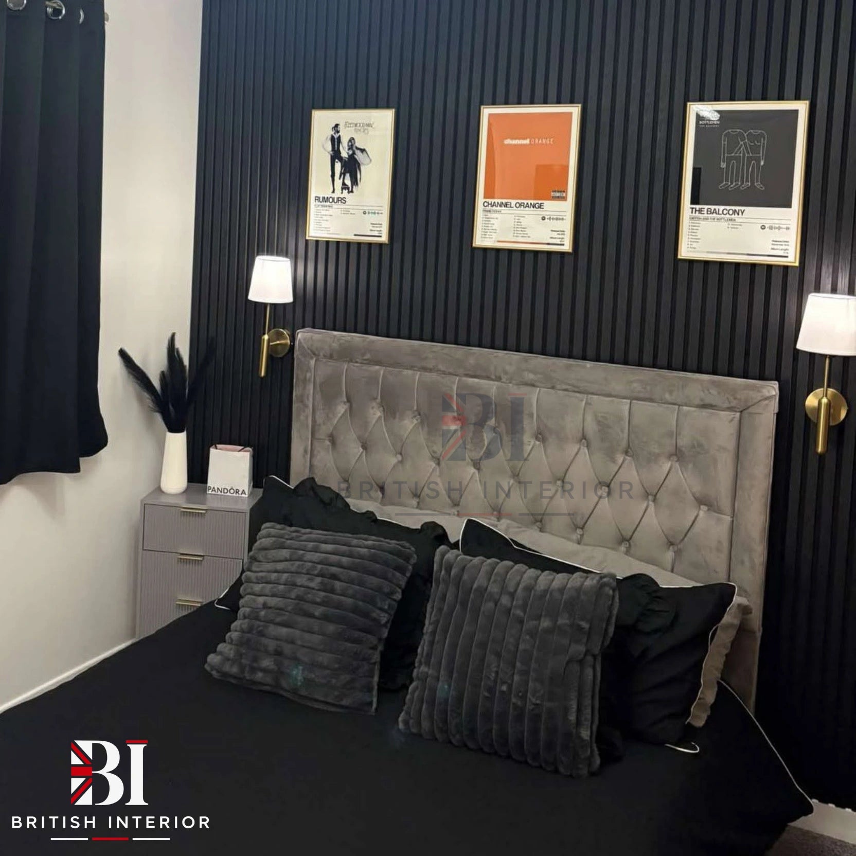 Black acoustic wall panel for living room