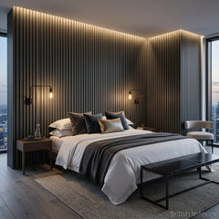 Black acoustic wall panel for bedroom
