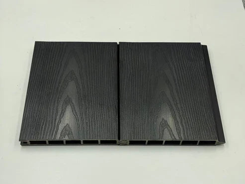 Interlocking black composite fence panel system