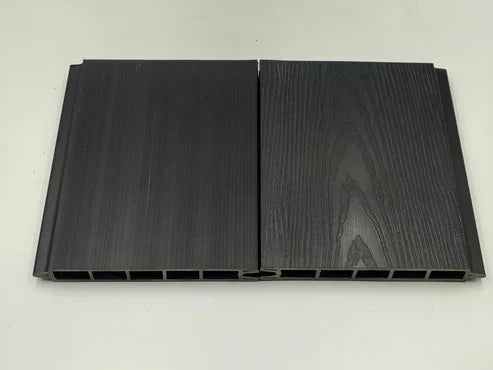 Black composite fence panel finishing detail