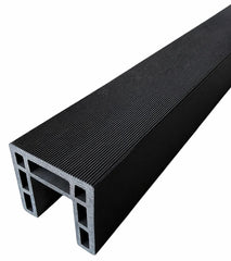 Close-up of black composite fence trim