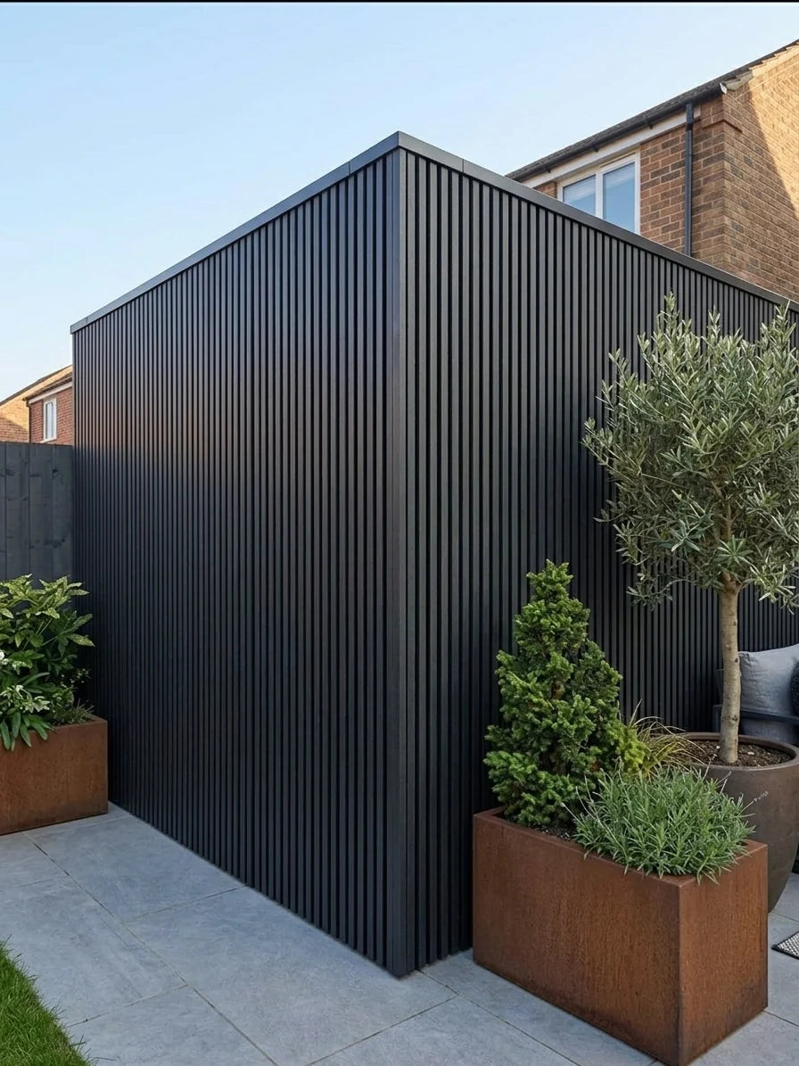 Black composite wall cladding panel available in 180cm length for outdoor use