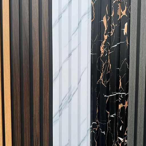 Black and gold slatted wall panels 230cm long