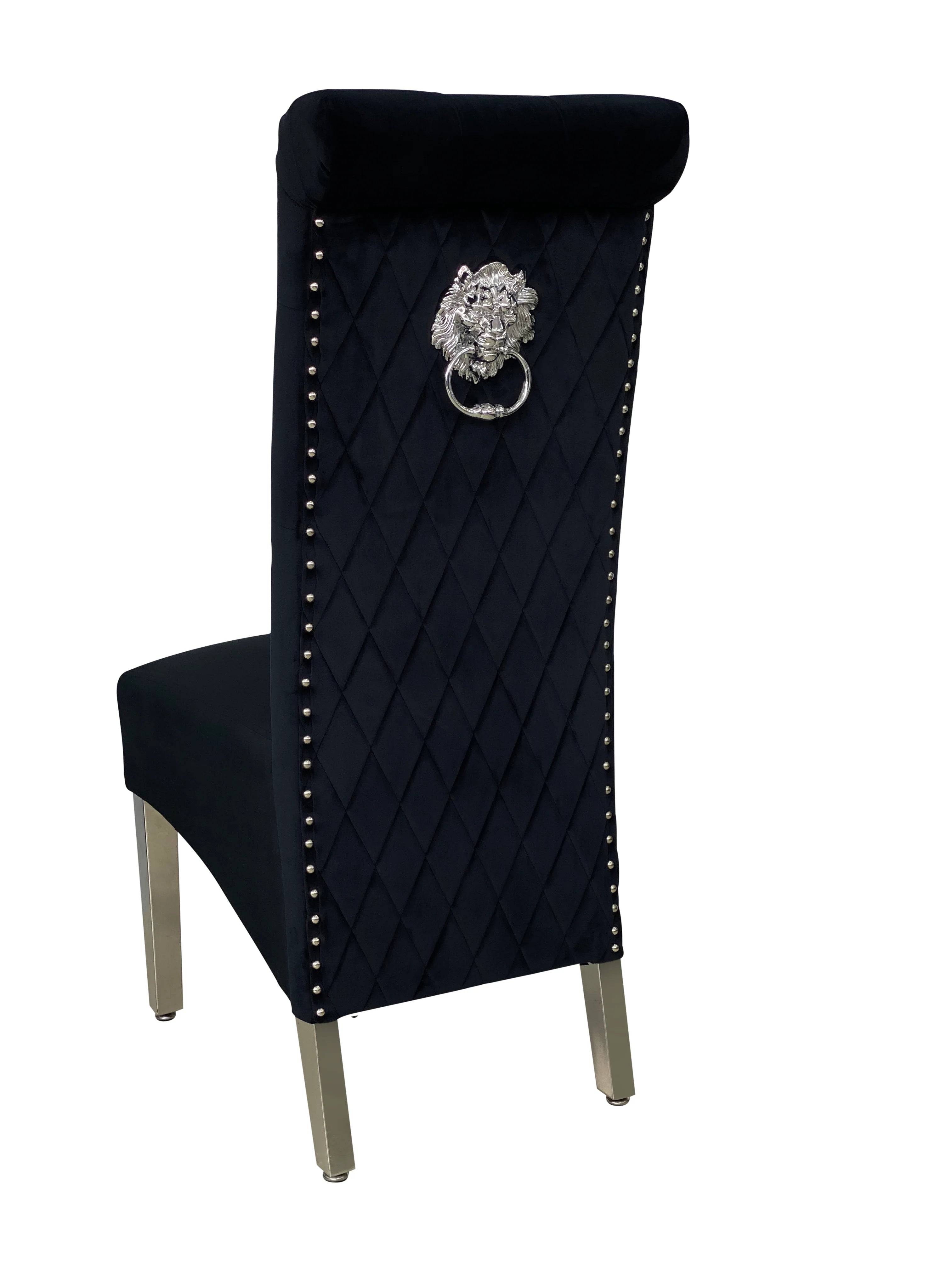 Elegant black ring knocker upholstered chair