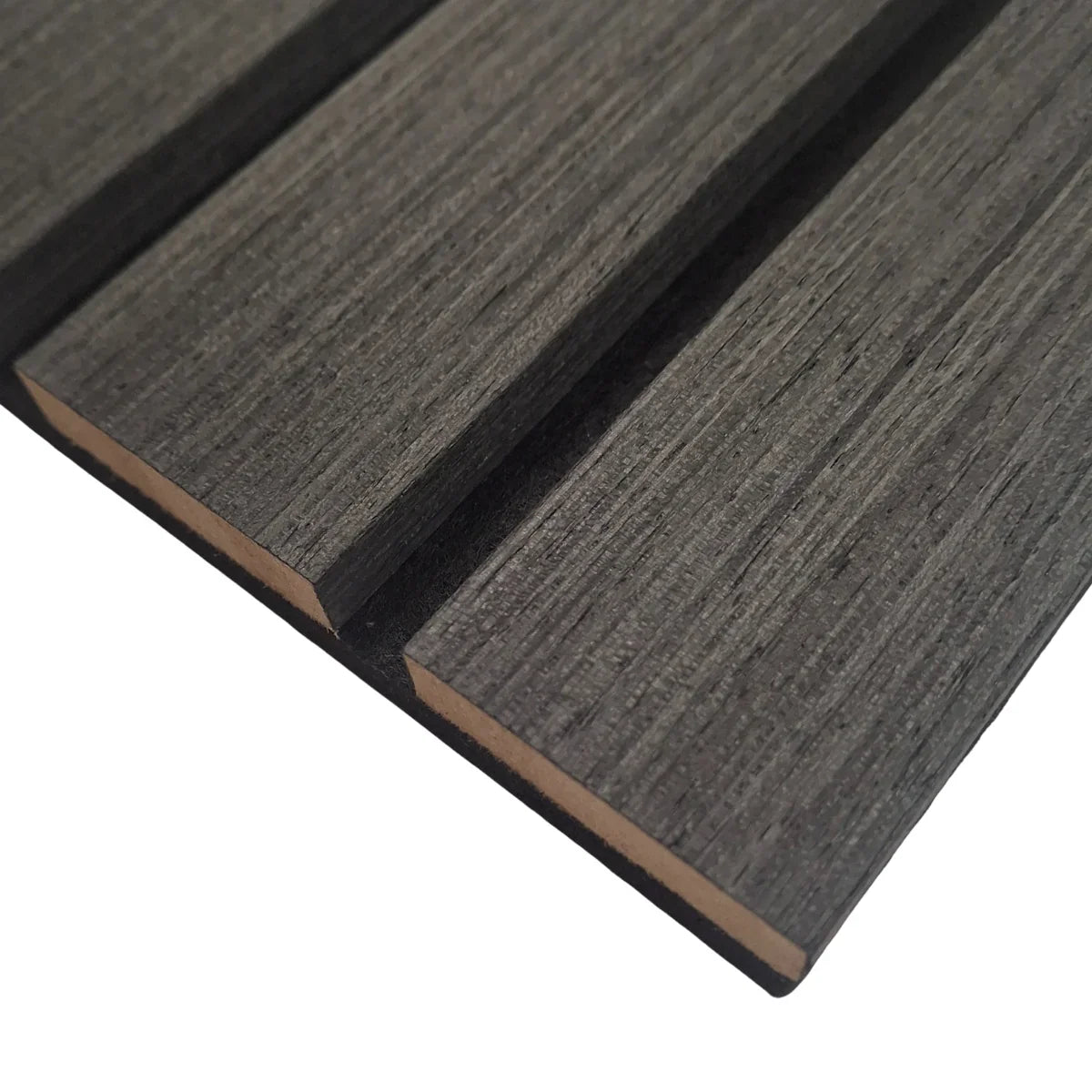 Black Oak three-sided veneer slat detail