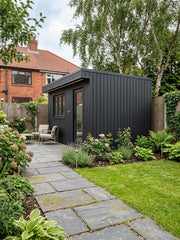 Black composite cladding for outdoor building